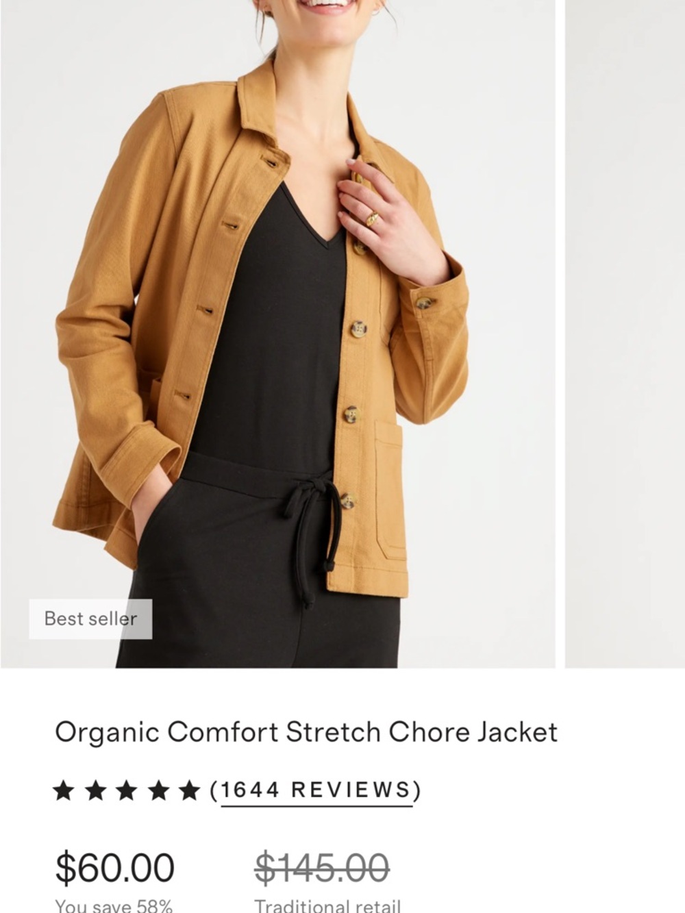 Quince Organic Comfort Stretch Chore Jacket - Tobacco